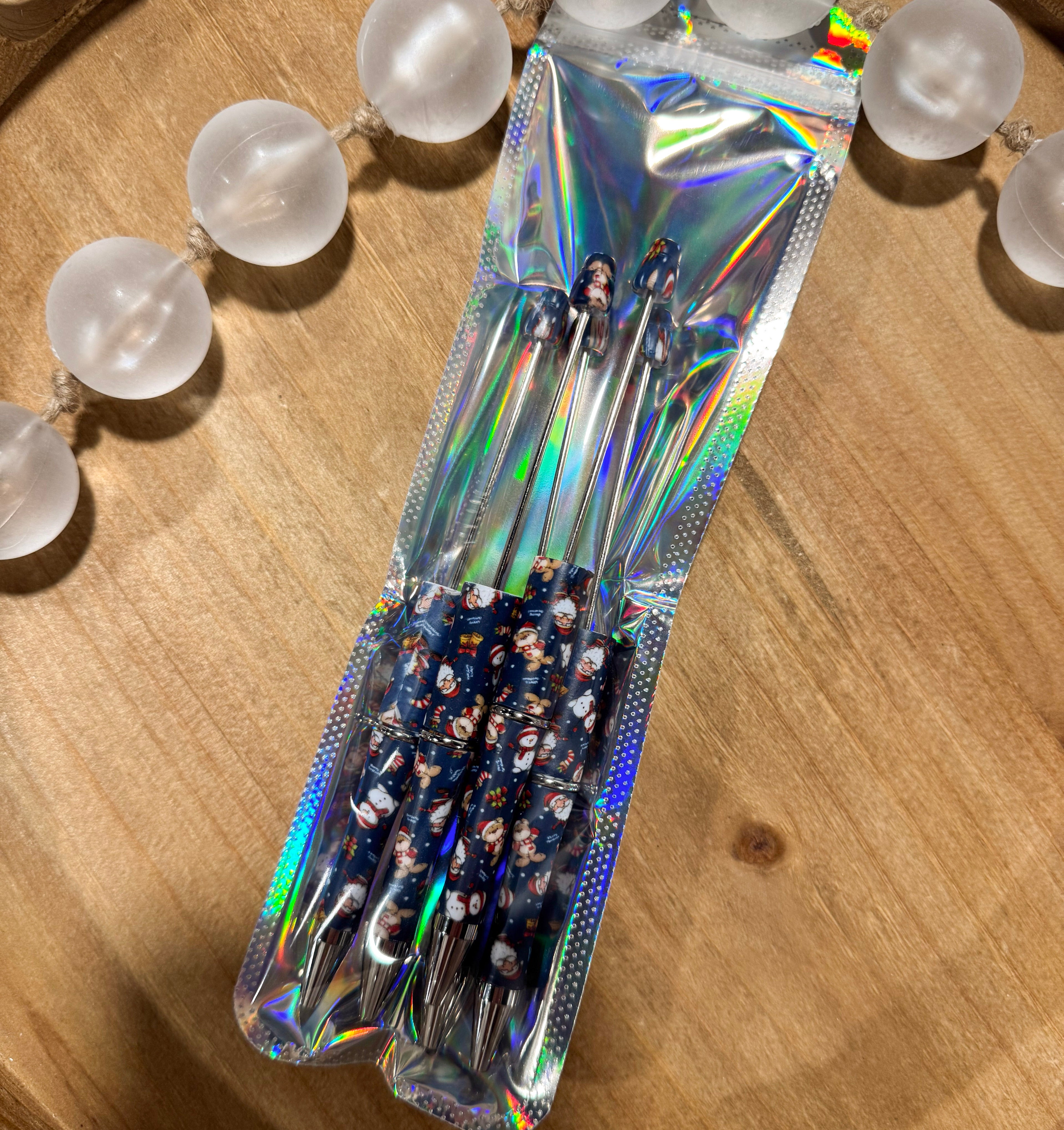 Blue Santa and Teddy Refillable Pens [5 ct]