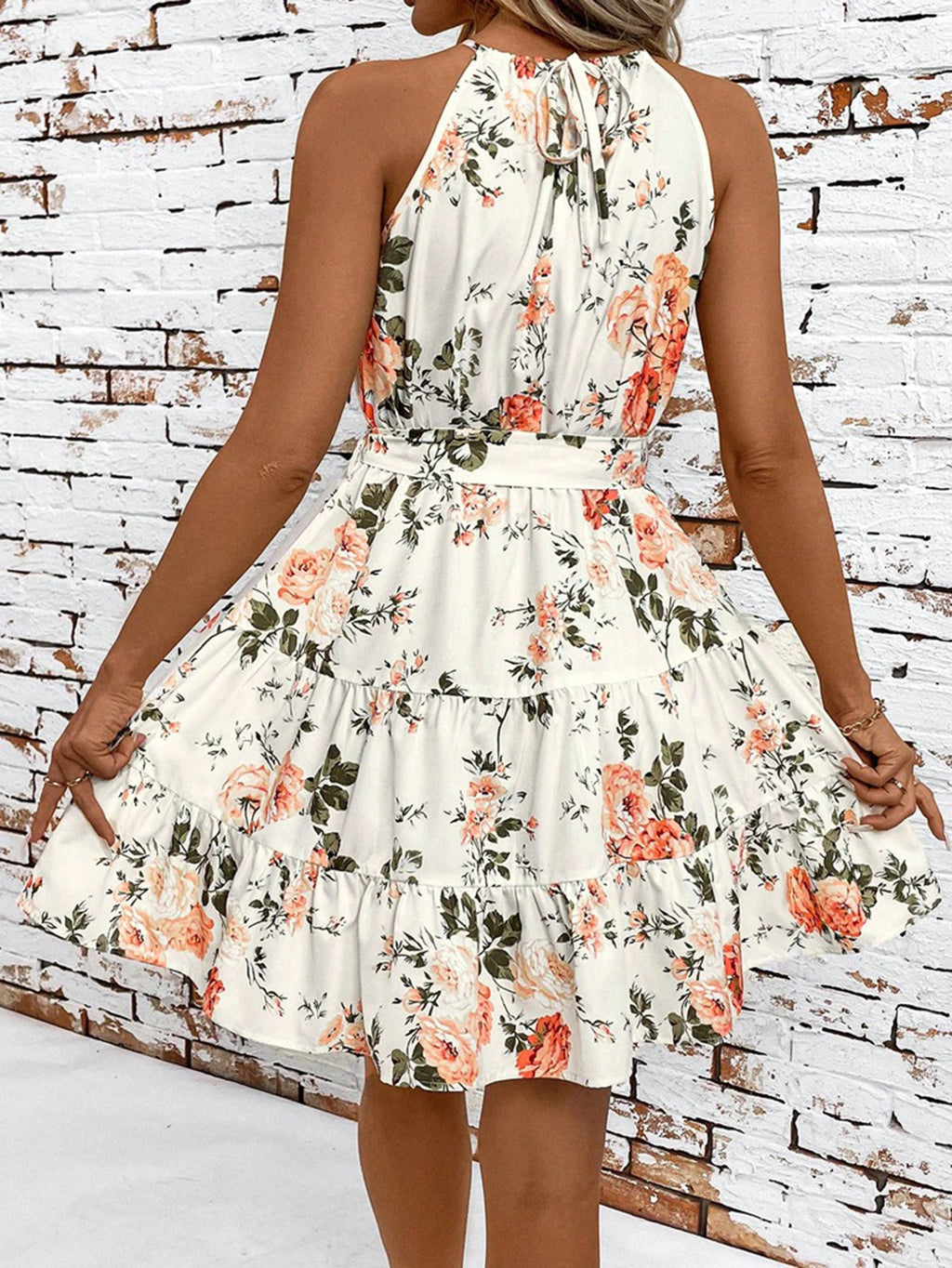 Lace Up Printed Camisole Dress - FINAL SALE
