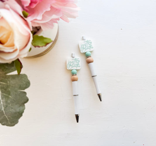 Just Breathe White Refillable Pen
