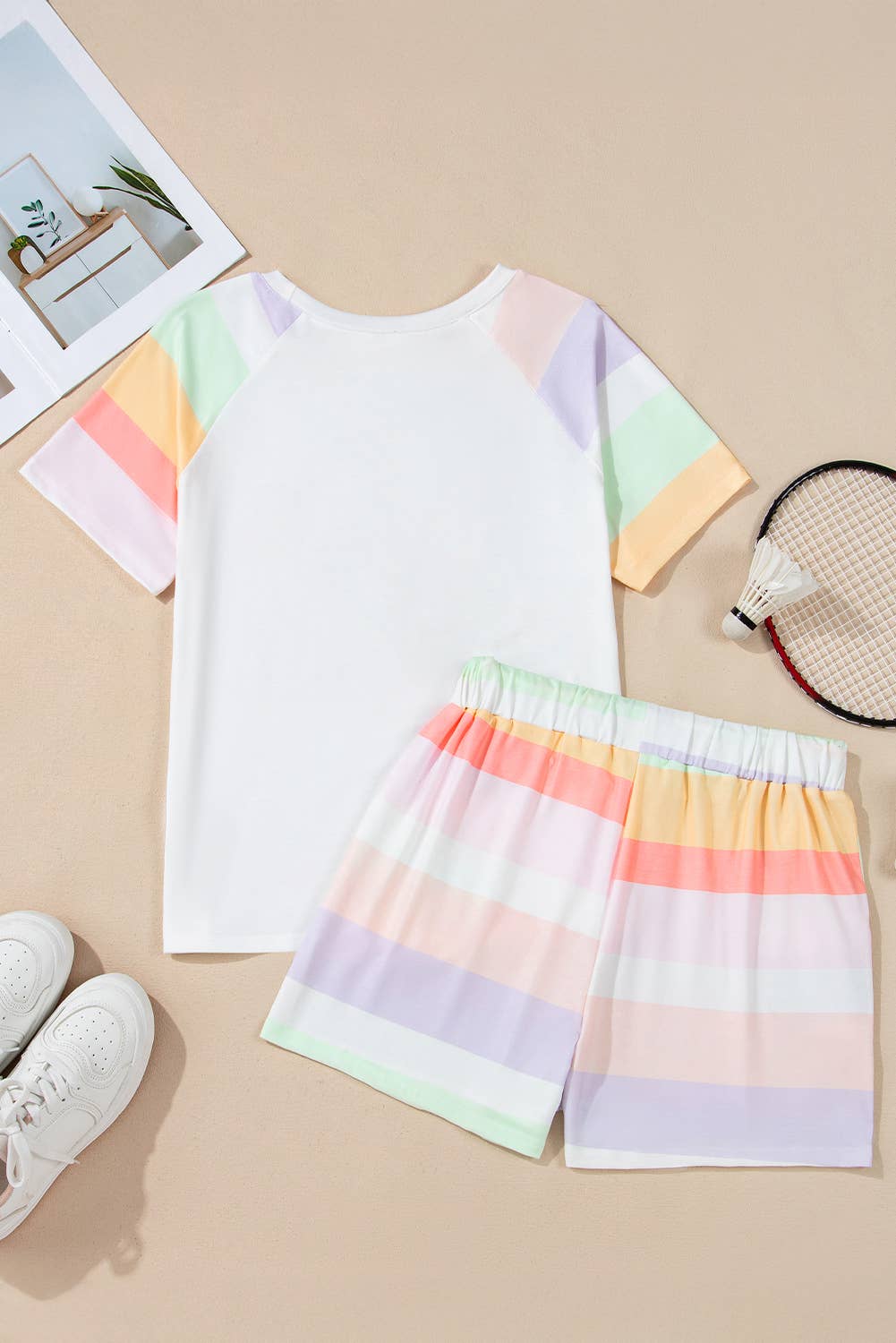 Rainbow Clashing Shirt and Short 2pcs Lounge Set - FINAL SALE