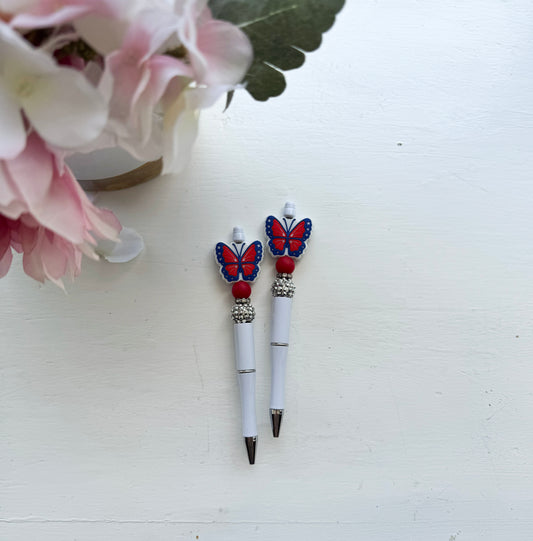 American Butterfly White Refillable Pen
