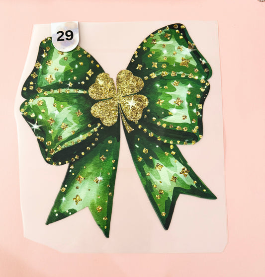 Faux Sparkle Green Bow and Shamrock [29]