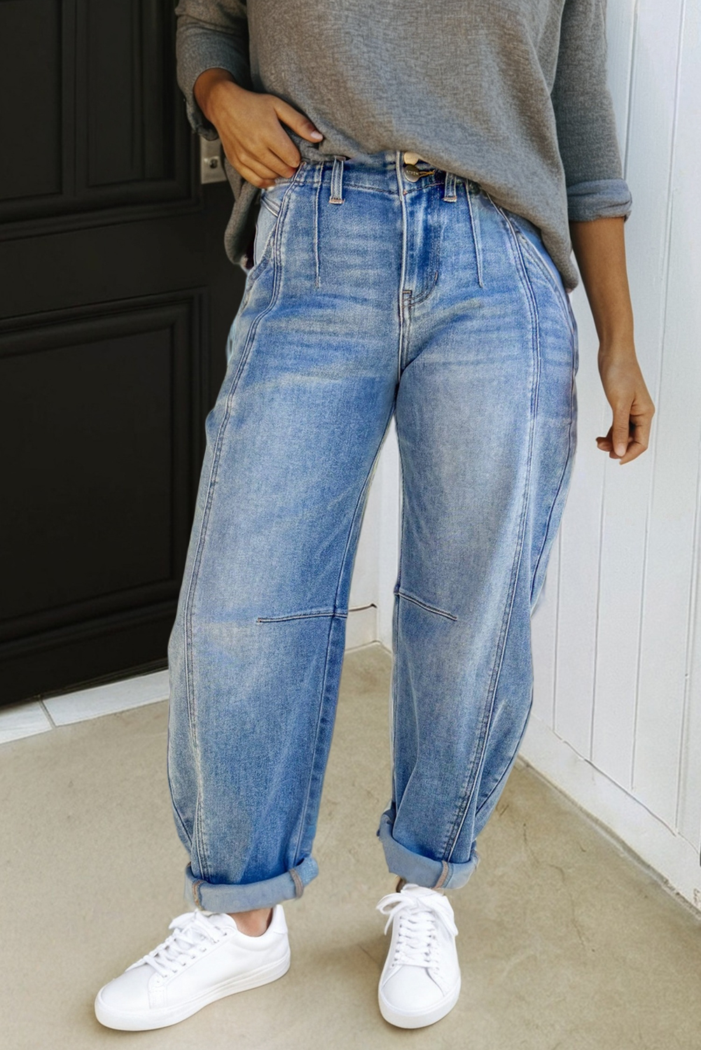 LAS Multi Seam Detail Barrel Jeans - FINAL SALE