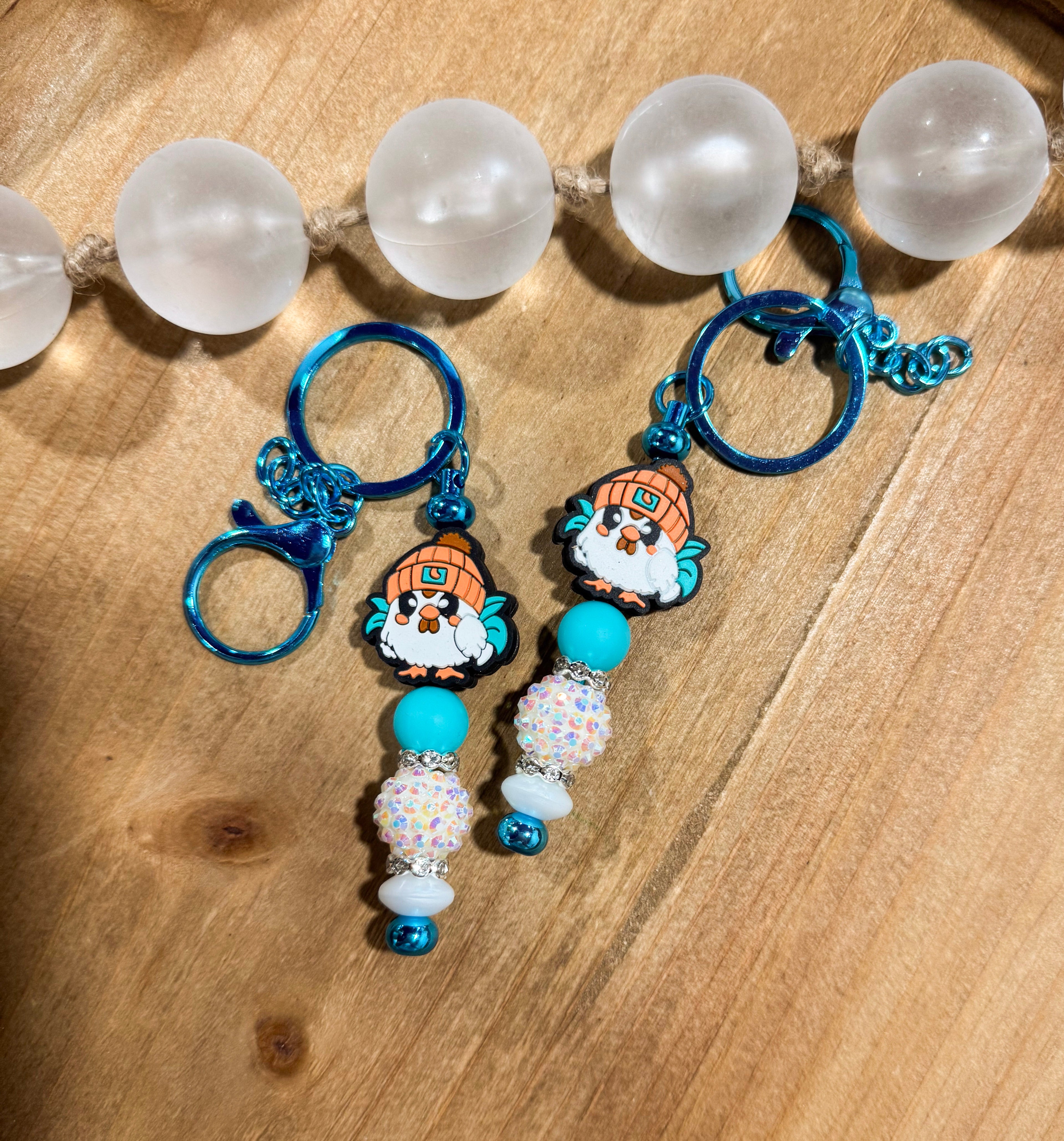 Beanie Chicken Blue Bar Keychain
