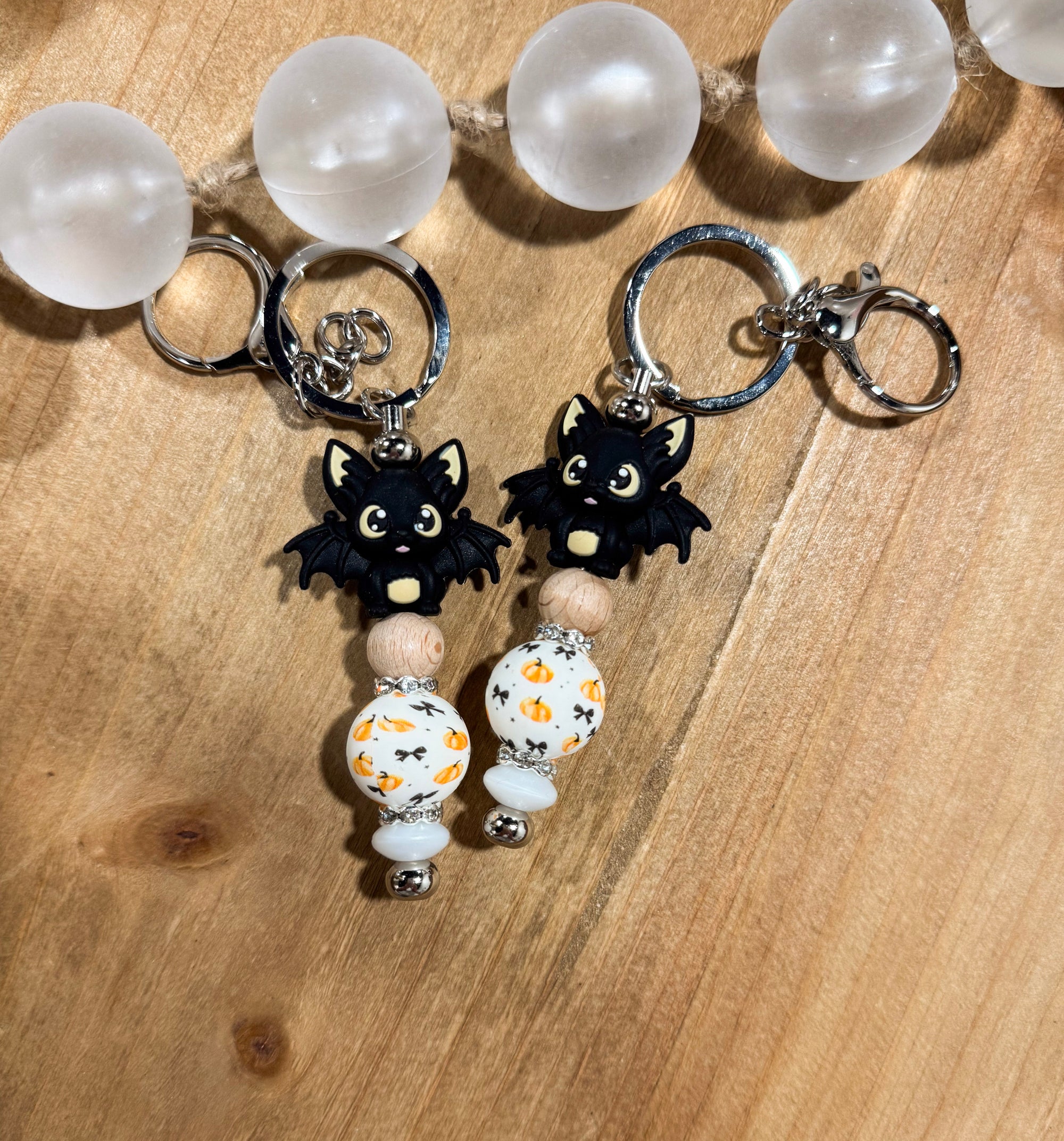 Cute Bat Silver Bar Keychain