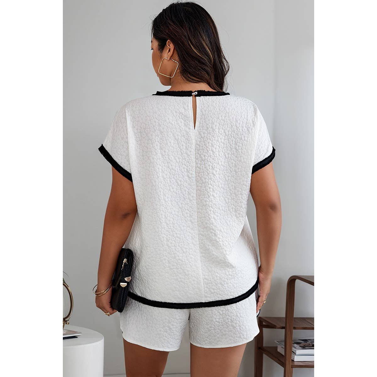 Plus Size Two Pieces Pocket Elastic Waist Sets