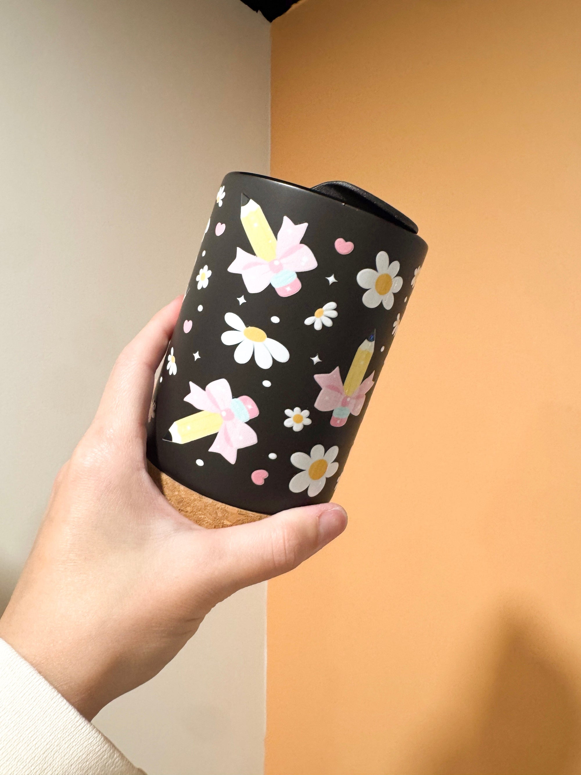 Pencils and Flowers Black Mug