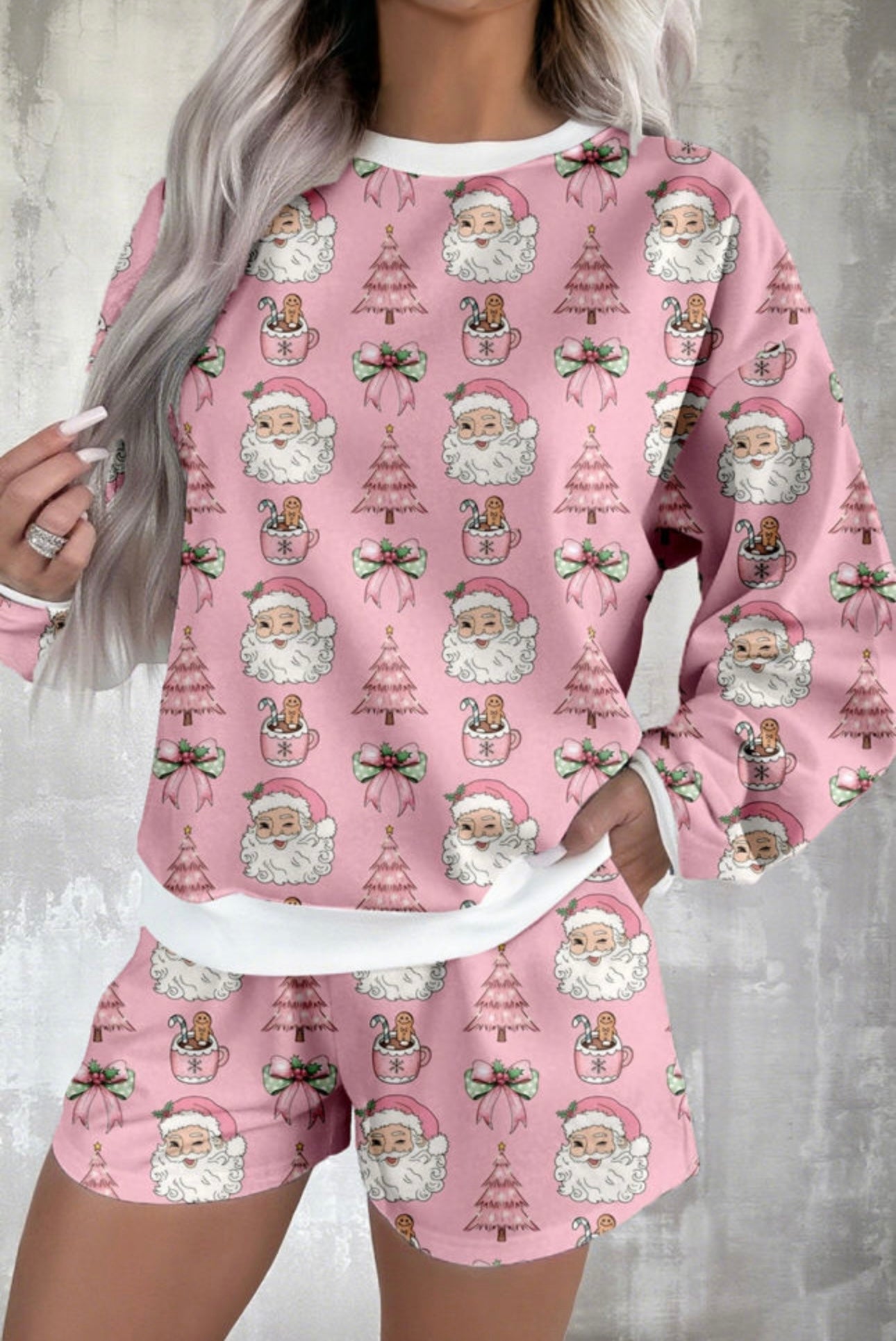 Pink Ho Ho Ho Christmas Lounge Short Set