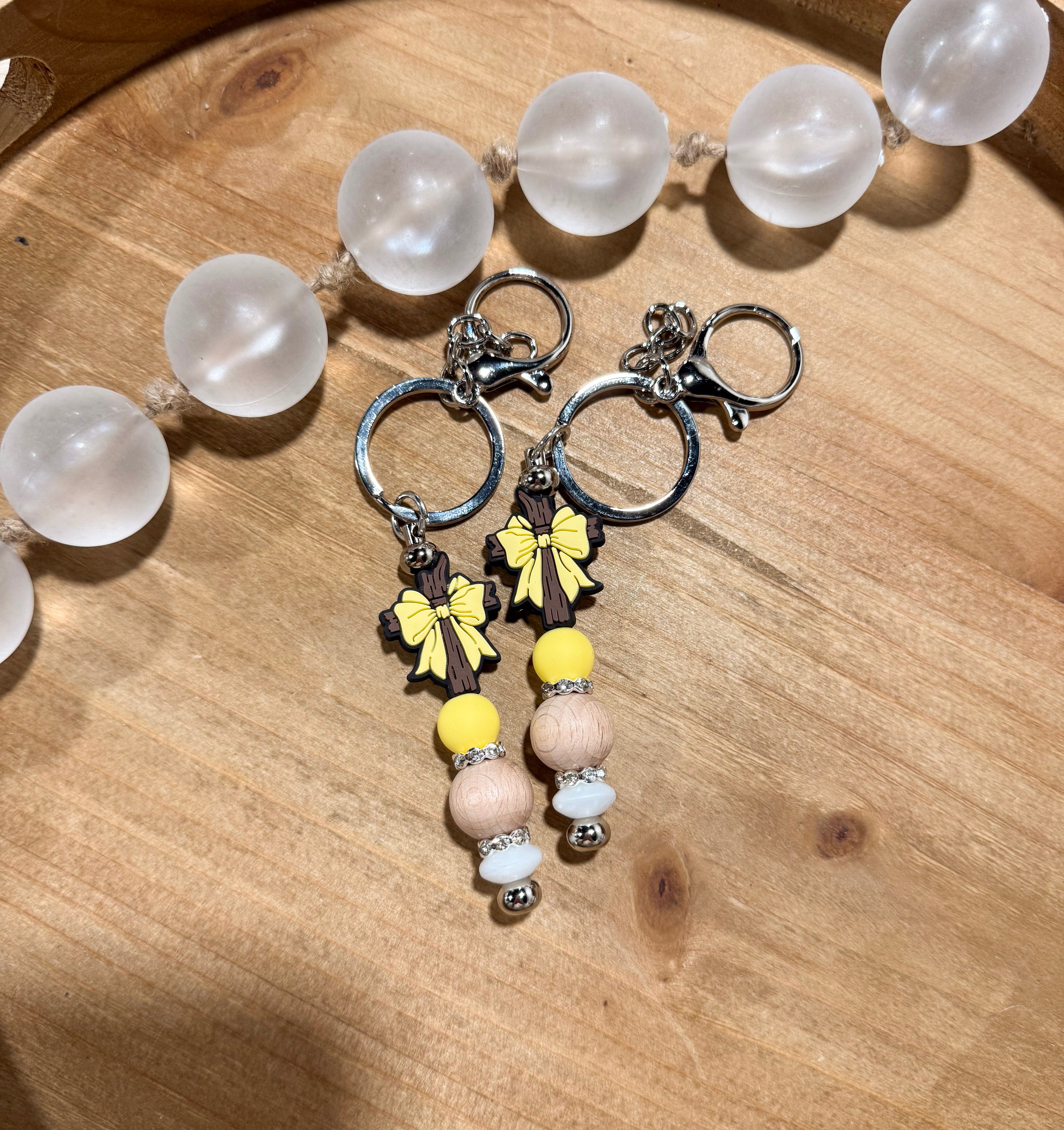 Yellow Bow Cross Bar Keychain