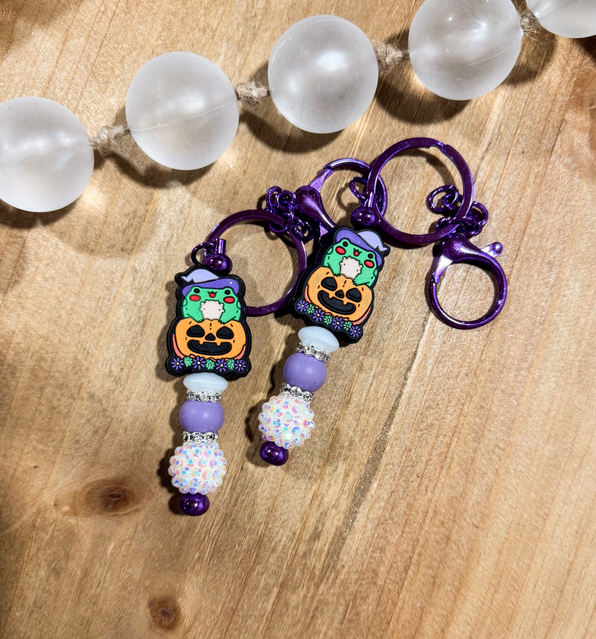 Witchy Frog Purple Bar Keychain