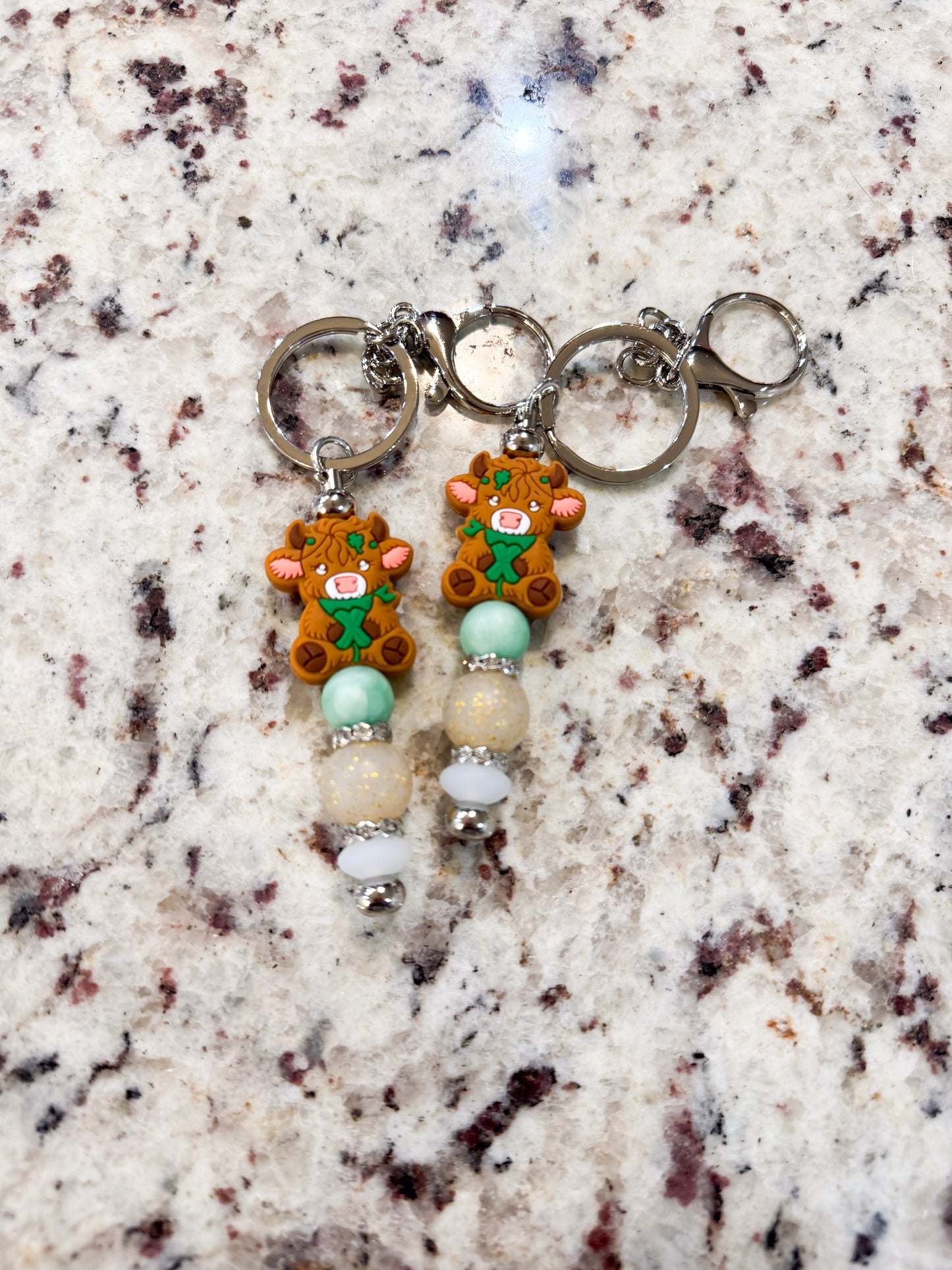 Shamrock Cow Bar Keychain