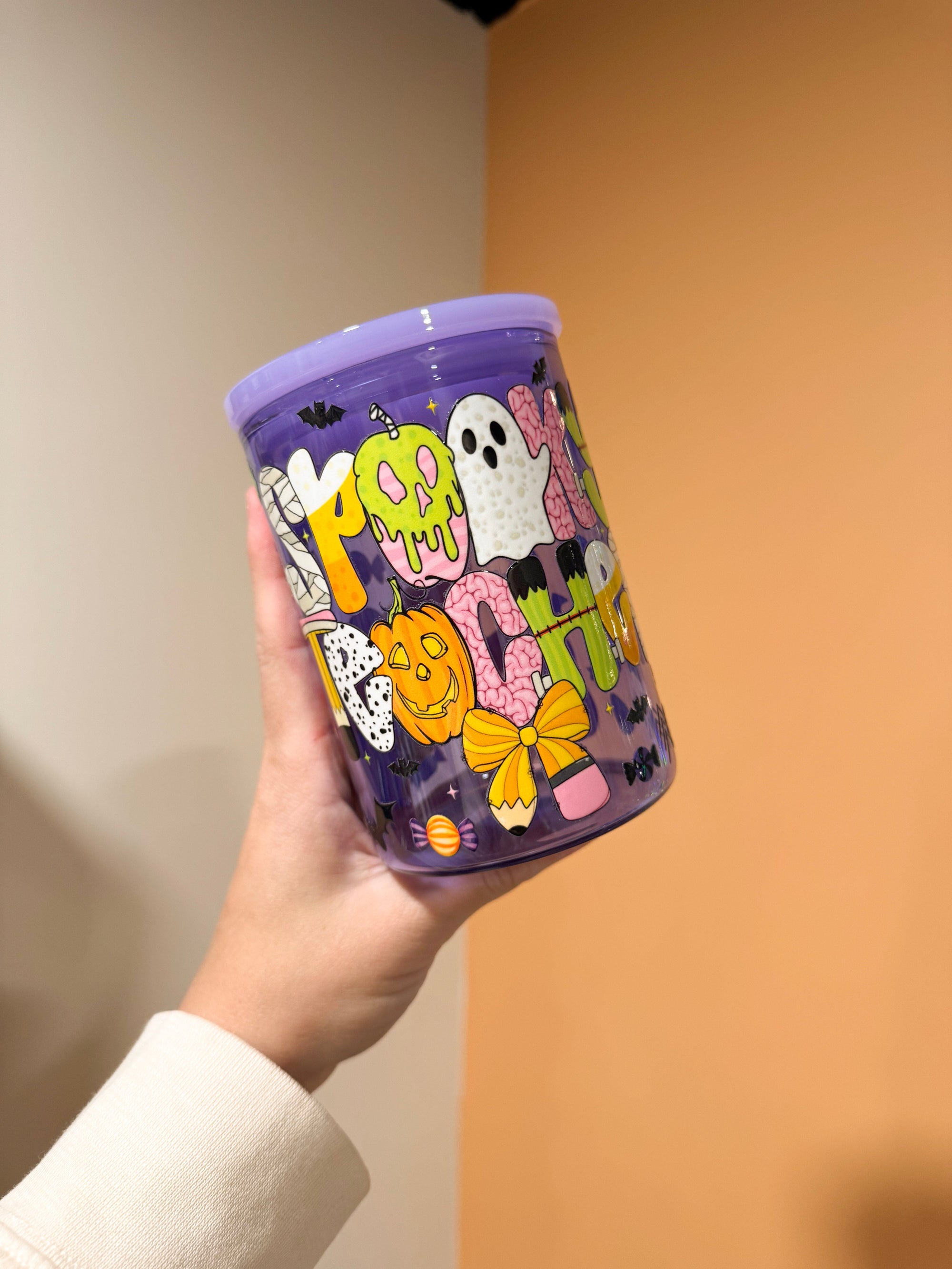 Spooky Teacher Purple Glass Mug