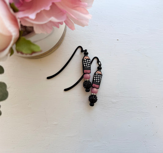 Black Checkered Pencil Black Bookmark