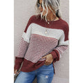 Color Block Knit Long Sleeves Sweater