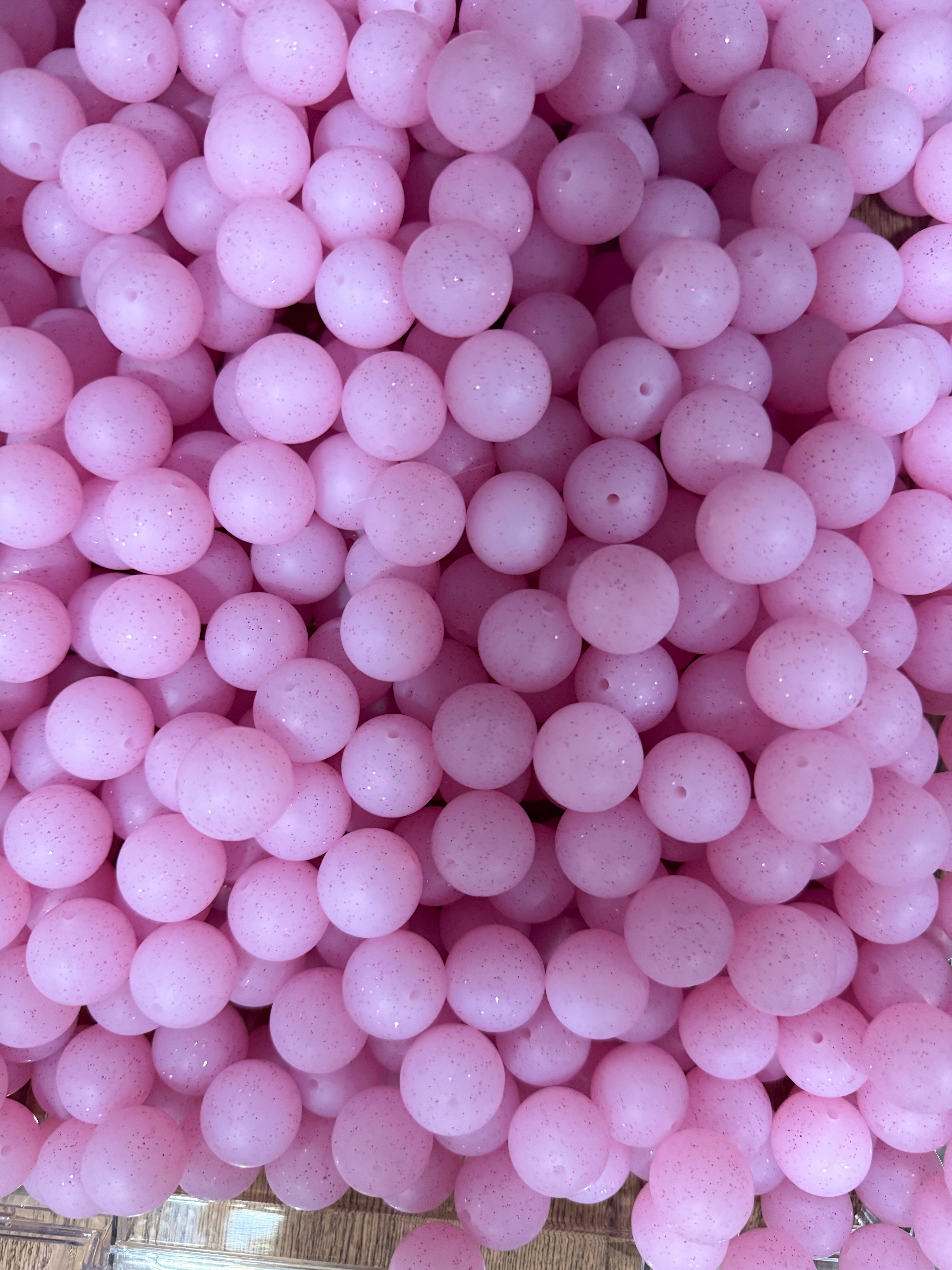 Hot Pink Glitter 19mm Bead [Single]