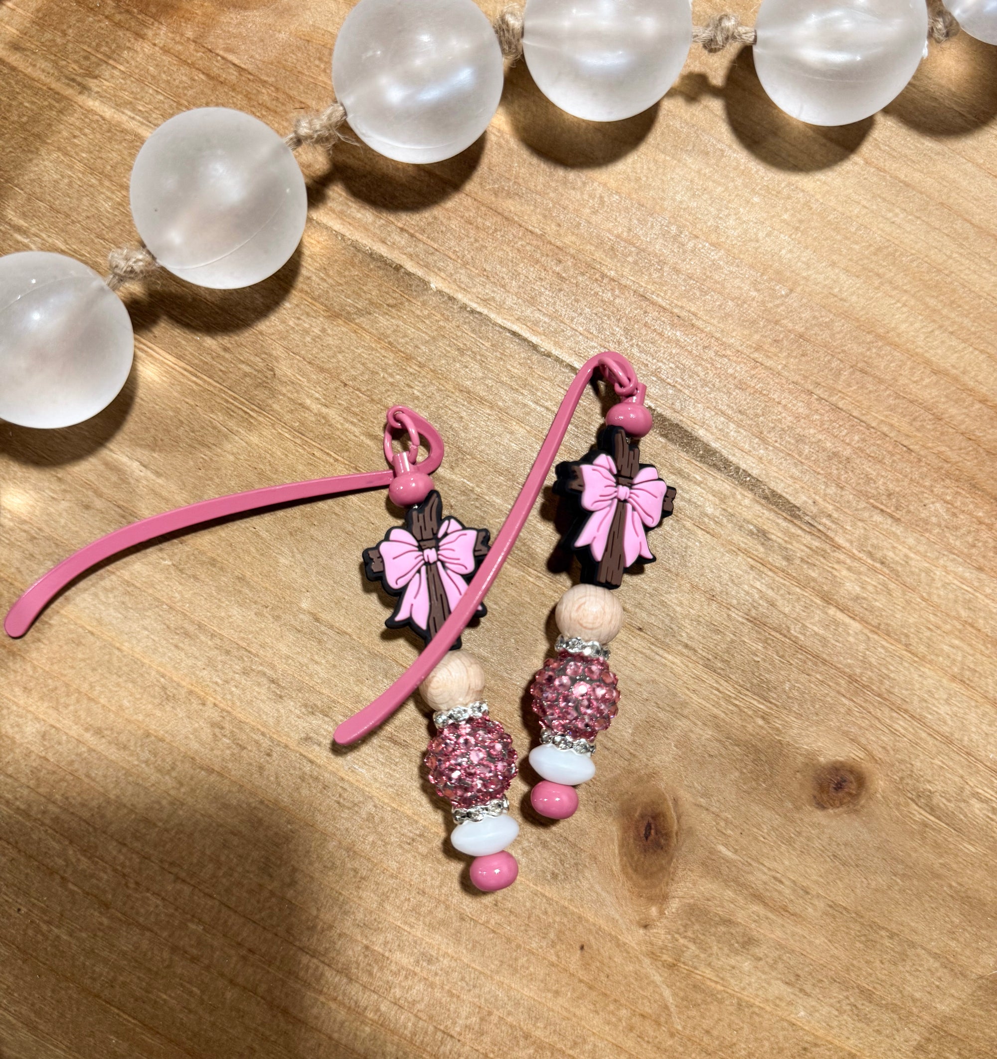 Pink Bow Cross Bookmark