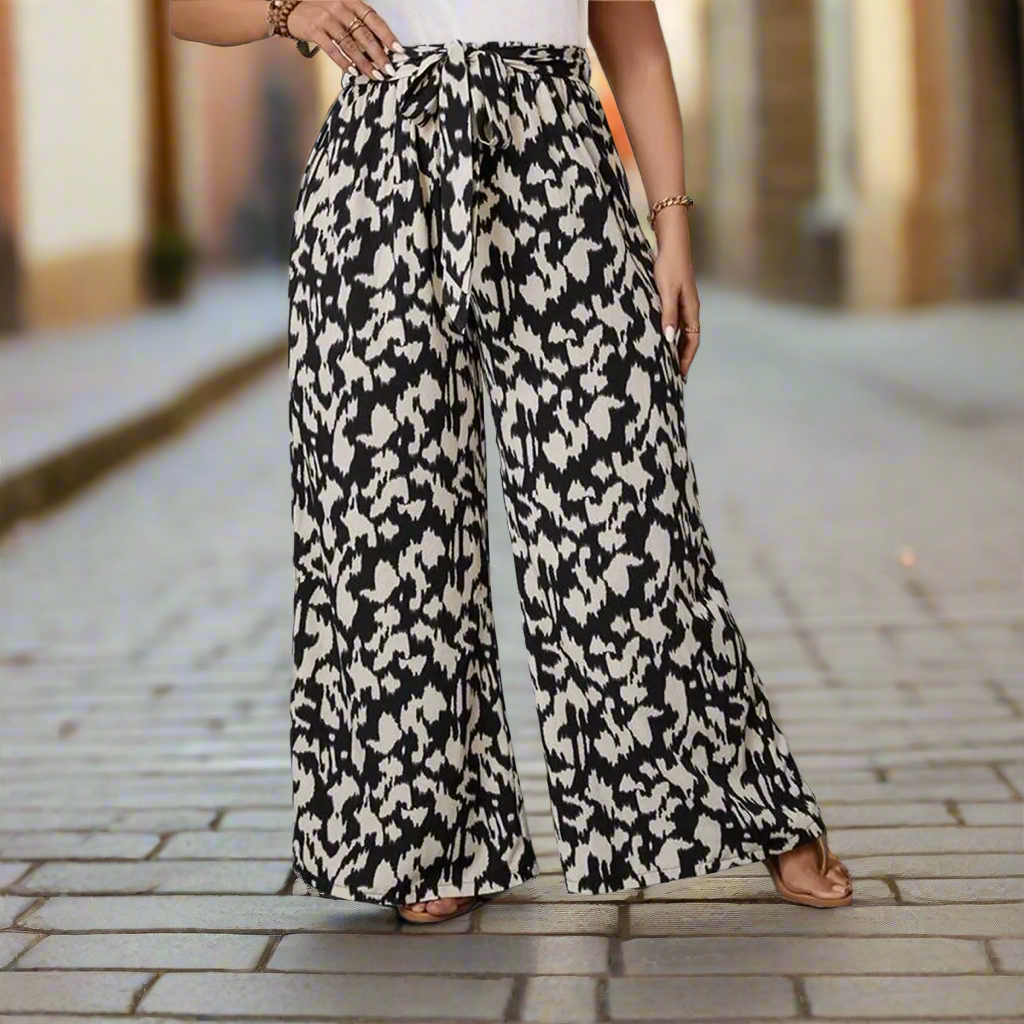 Plus Size Animal Print Wide Leg Pant