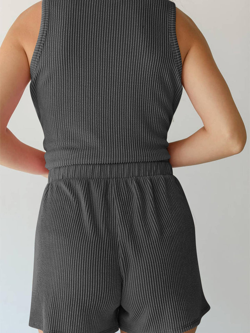 Sleeveless Vest Shorts Striped Two-piece Set - FINAL SALE