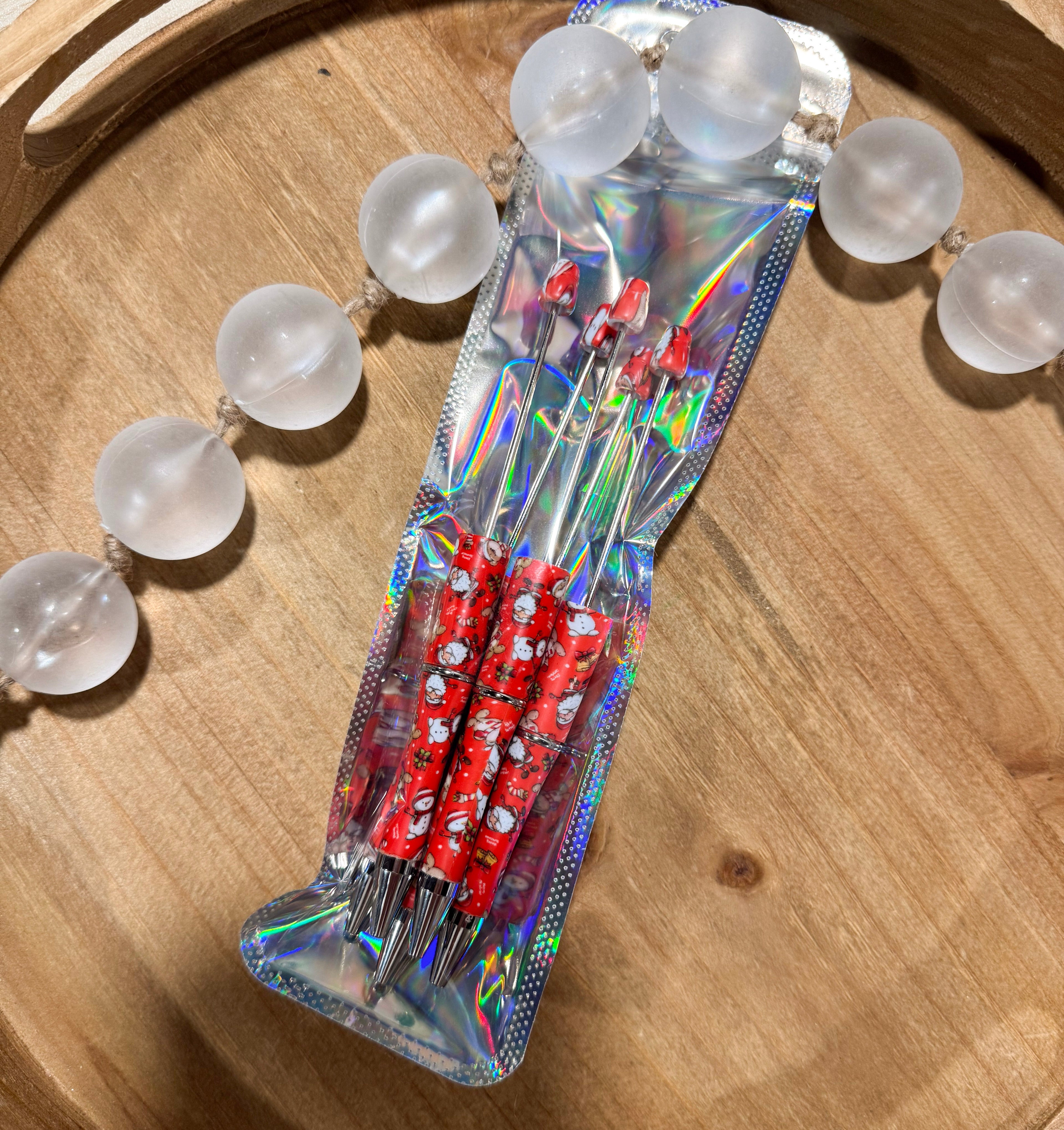 Red Santa and Teddy Refillable Pens [5 ct]