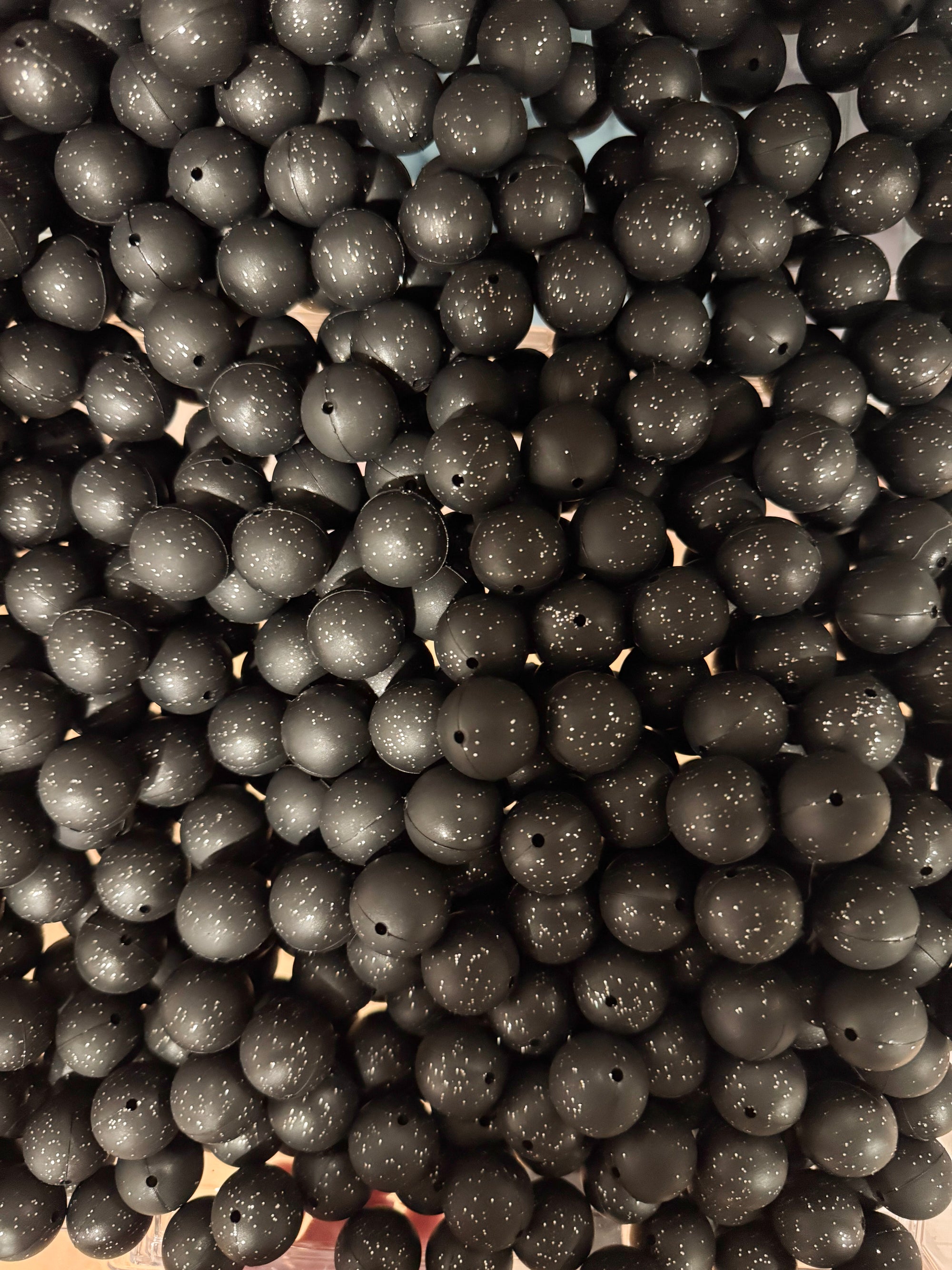 Black Glitter 19mm Bead [Single]