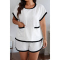 Plus Size Two Pieces Pocket Elastic Waist Sets