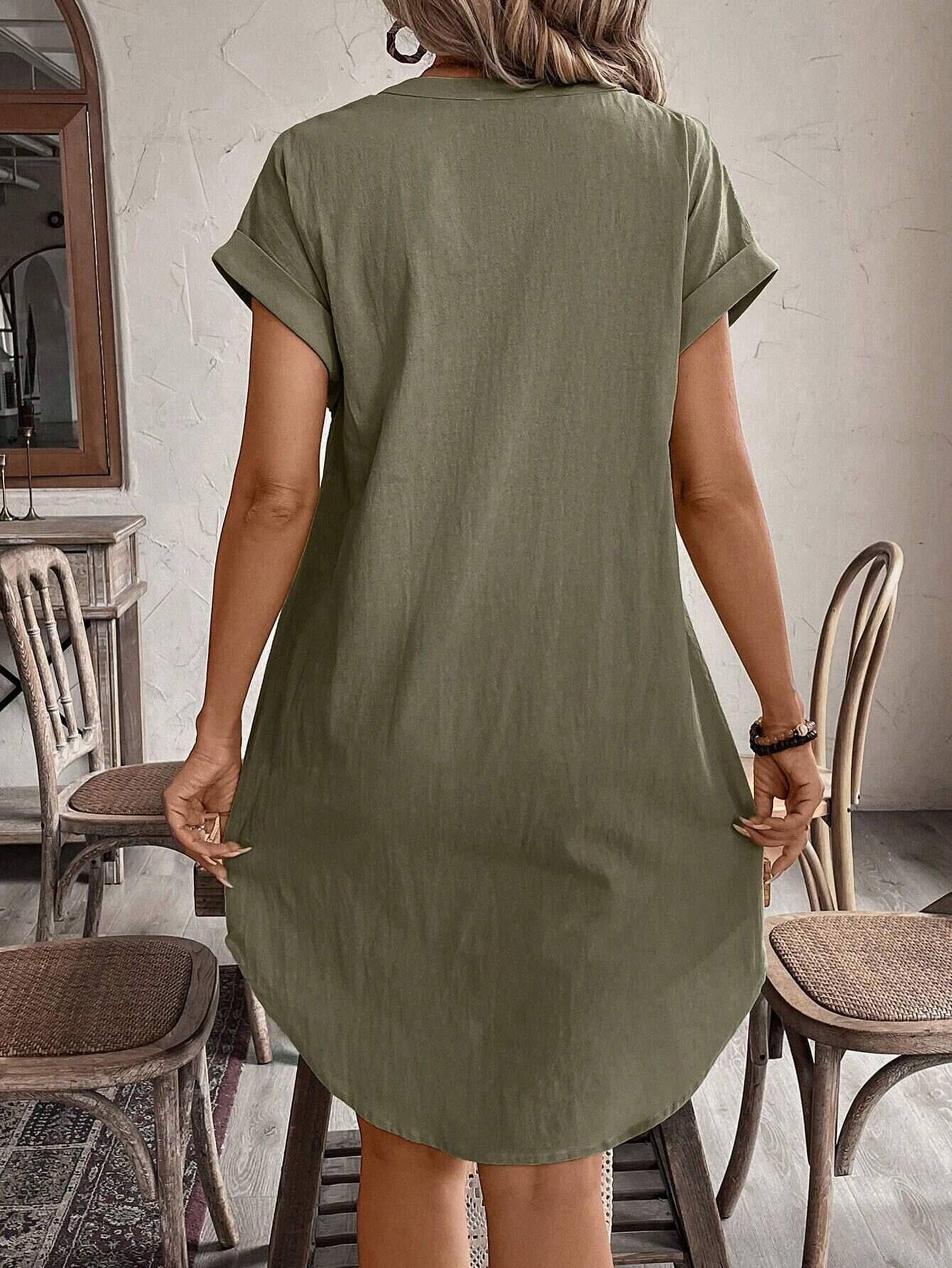 V-neck Button Loose Dress - FINAL SALE