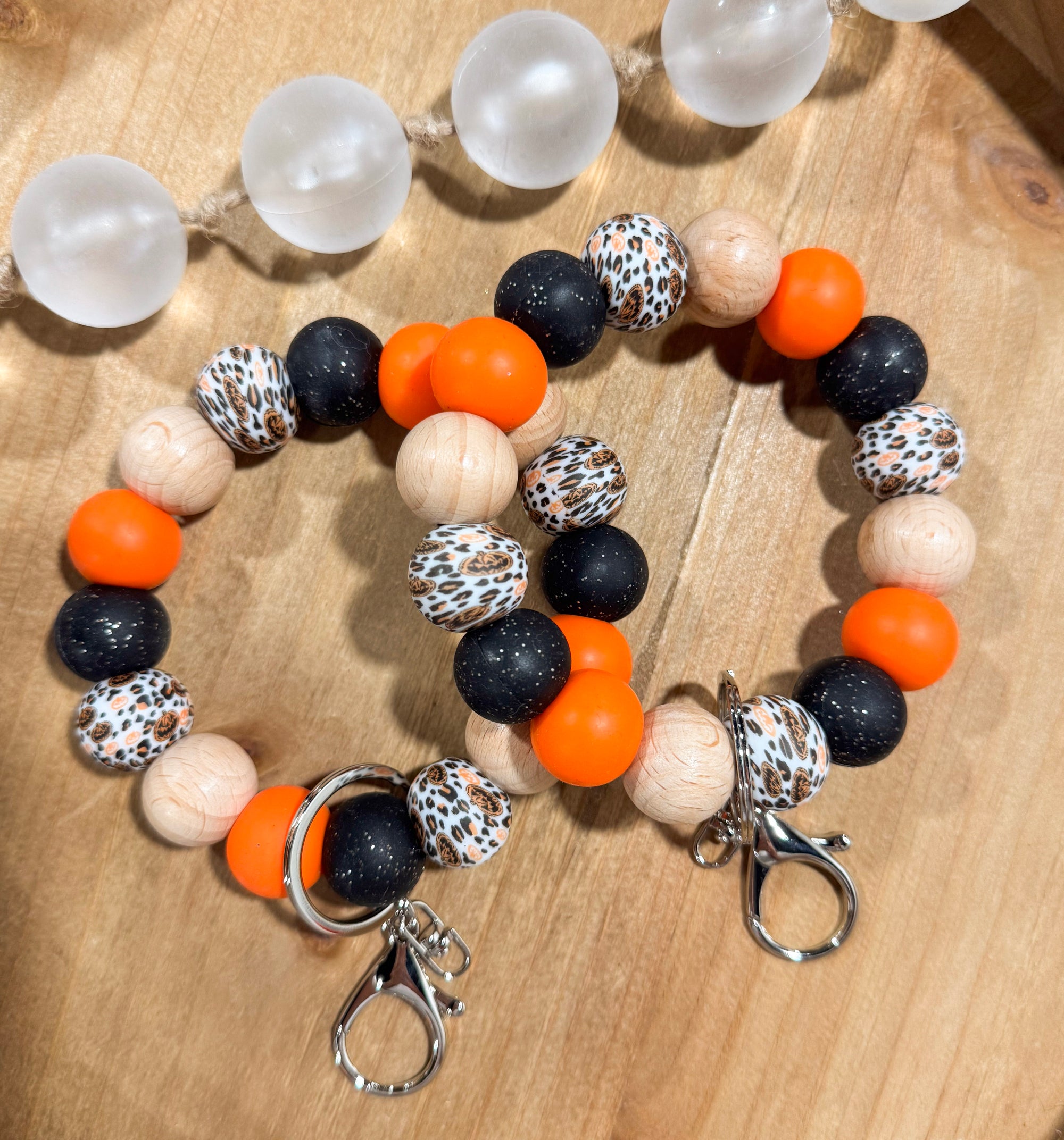 Pumpkin Cheetah Wristlet Keychain