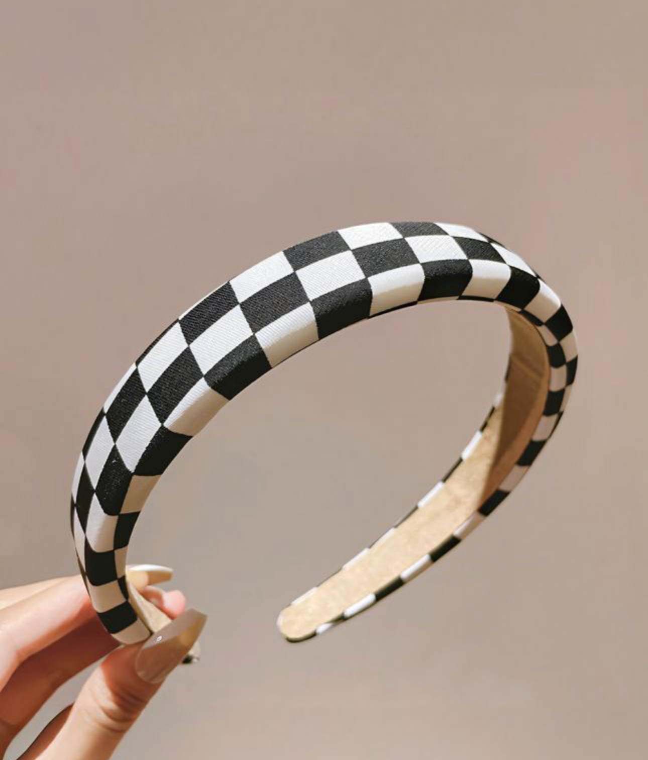Black Checkered Print Wide Chic Headband - FINAL SALE