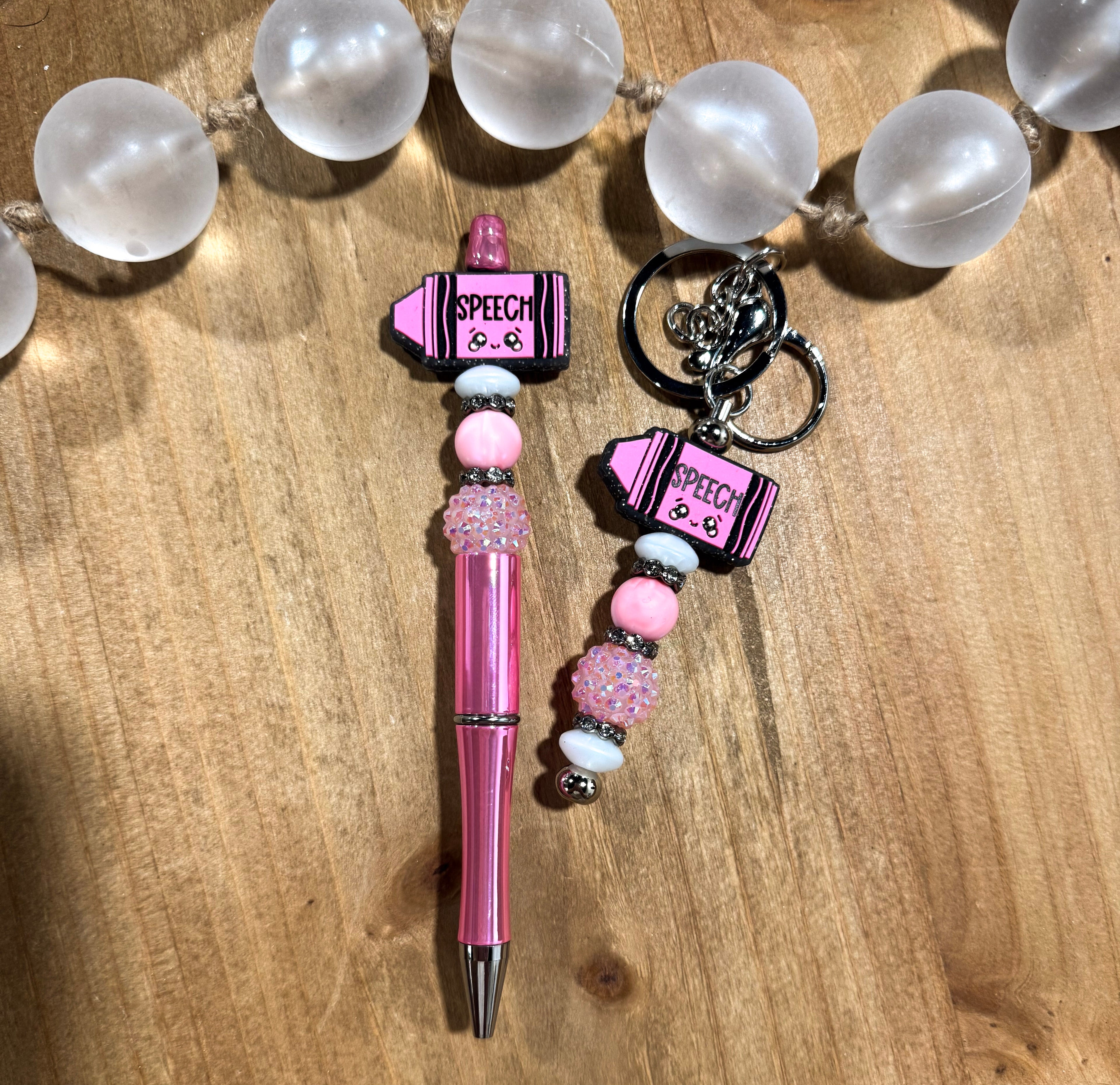 Speech Crayon Pen/Bar Keychain Set