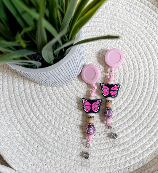 Pink Butterfly Badge Reel
