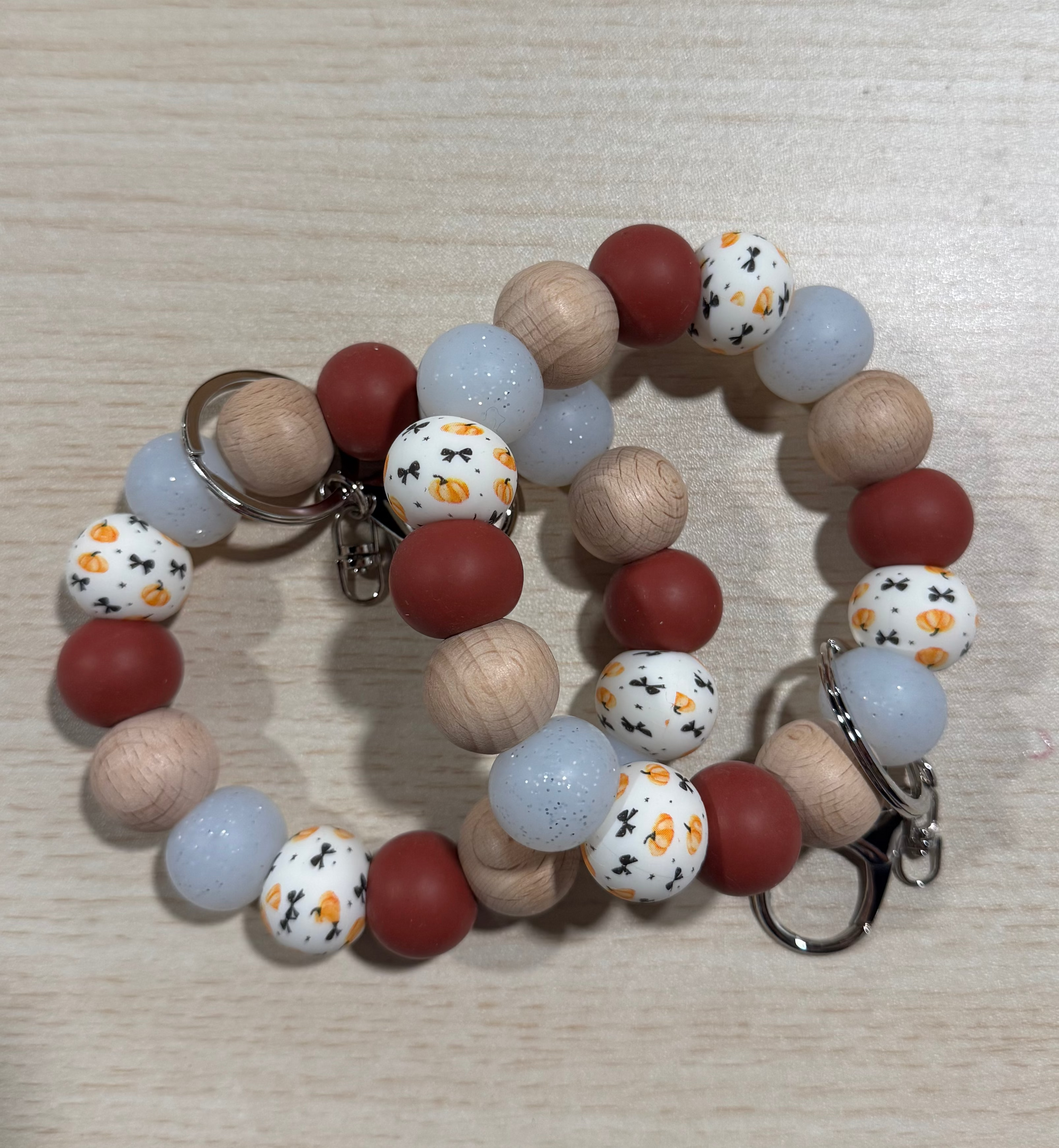 Fall Pumpkins and Bows Wristlet