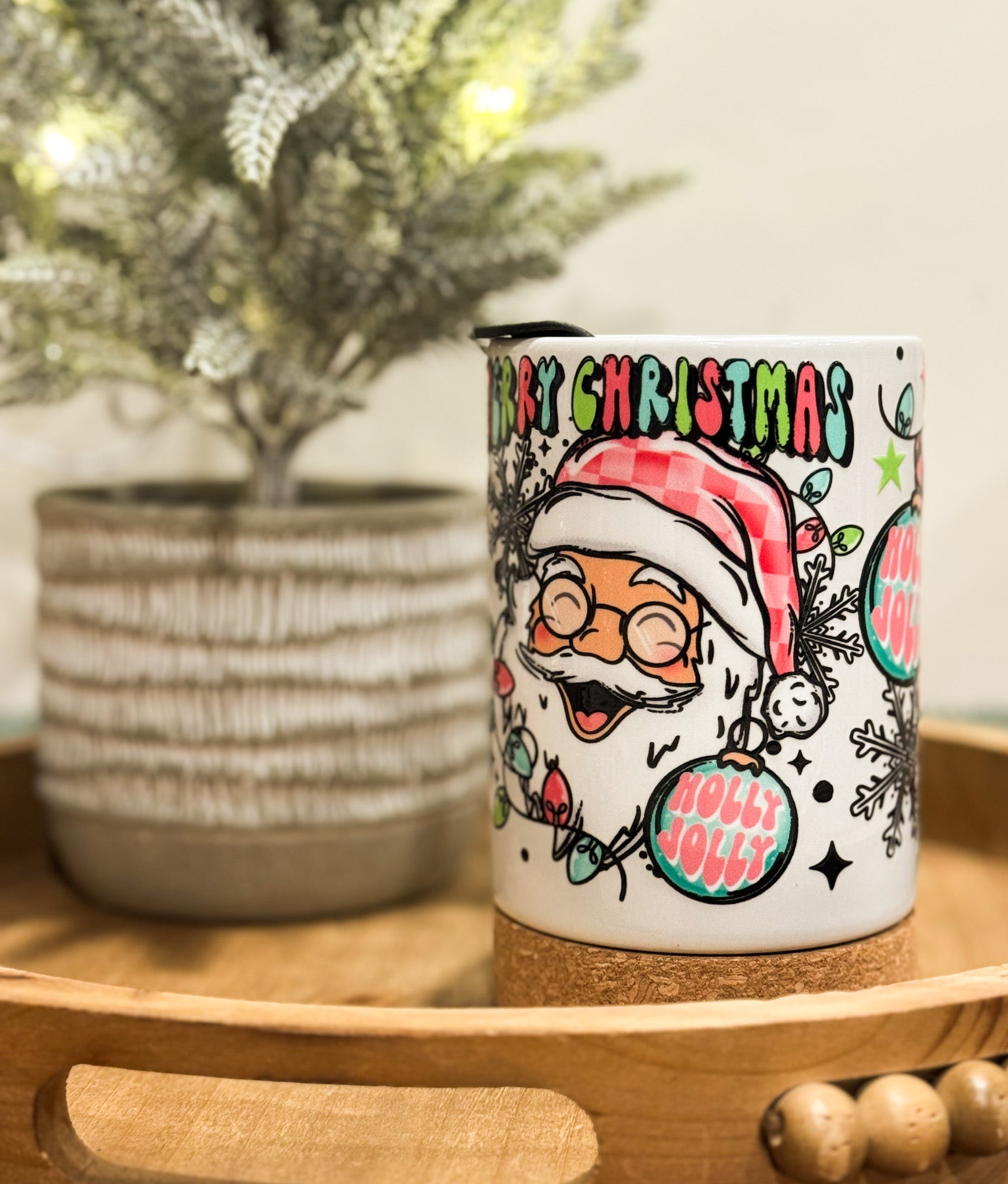 Holly Jolly Santa White Mug