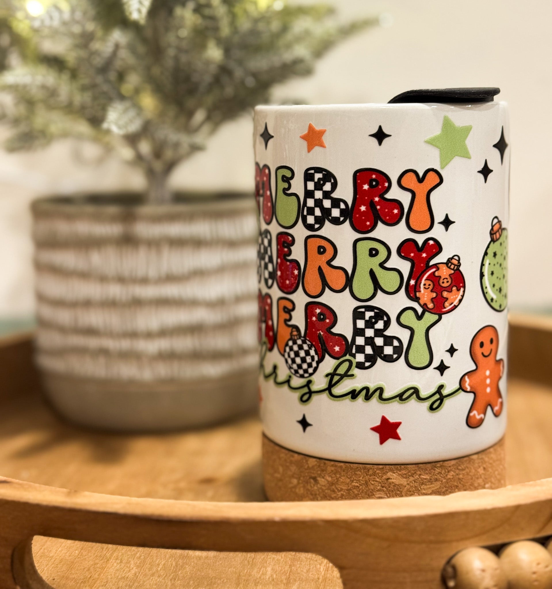 Red and Green Merry Chirstmas White Mug