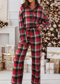 Red Christmas Checkered Pattern Lounge Set - FINAL SALE