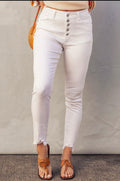 White Plain High Waist Cropped Denim Jeans - FINAL SALE