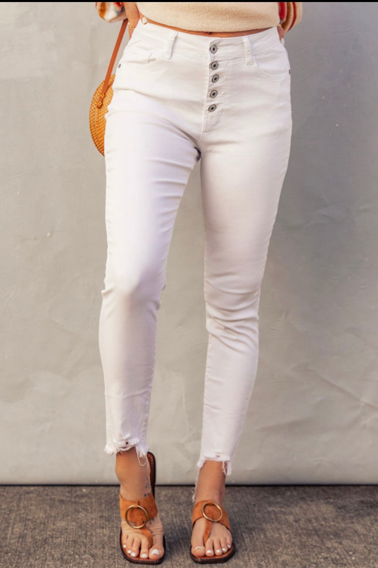 White Plain High Waist Cropped Denim Jeans - FINAL SALE
