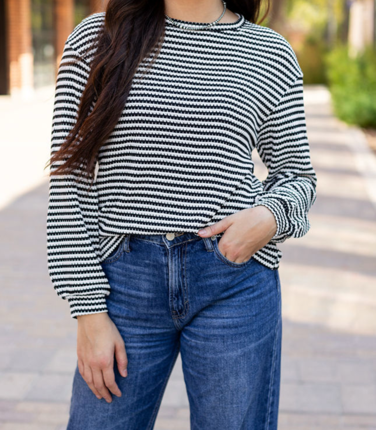 Black Stripe Long Sleeve Top - FINAL SALE