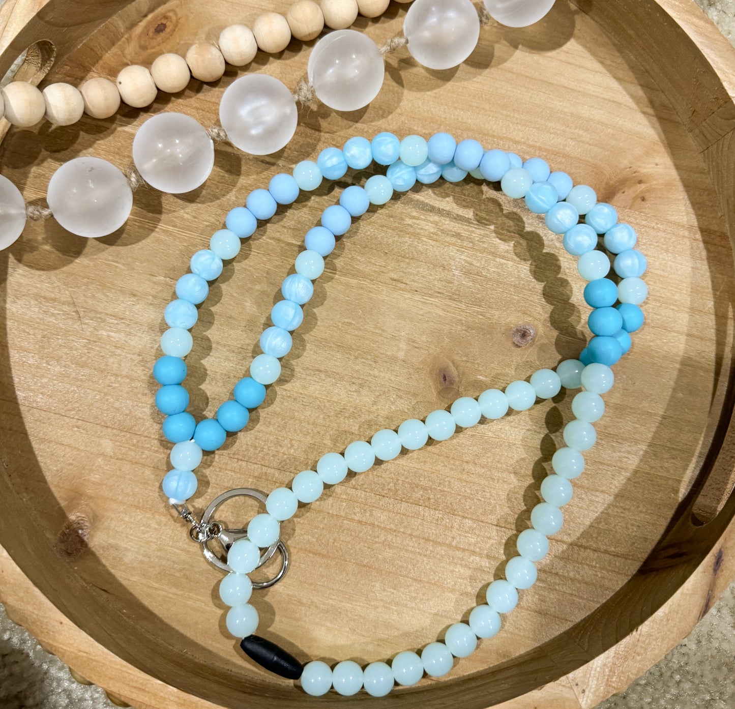 Light Blue & Blue Pearl Acrylic Lanyard FINAL SALE