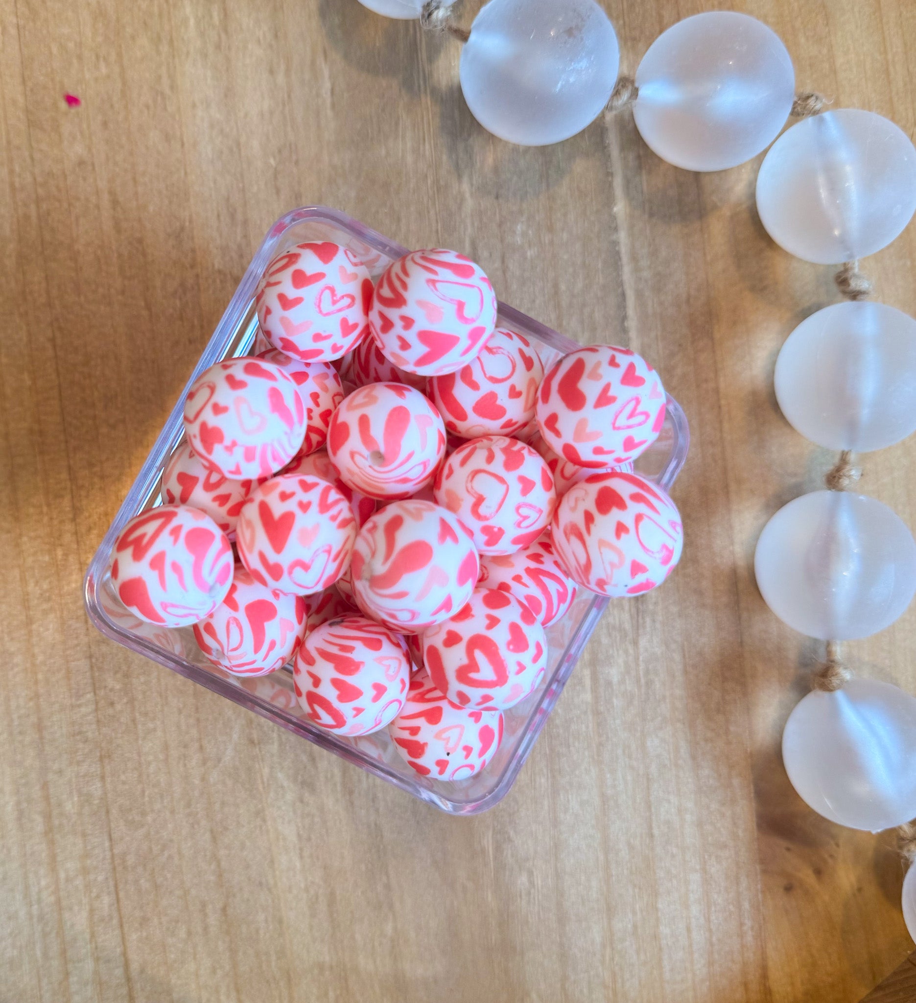 Pink Hearts 19mm Beads