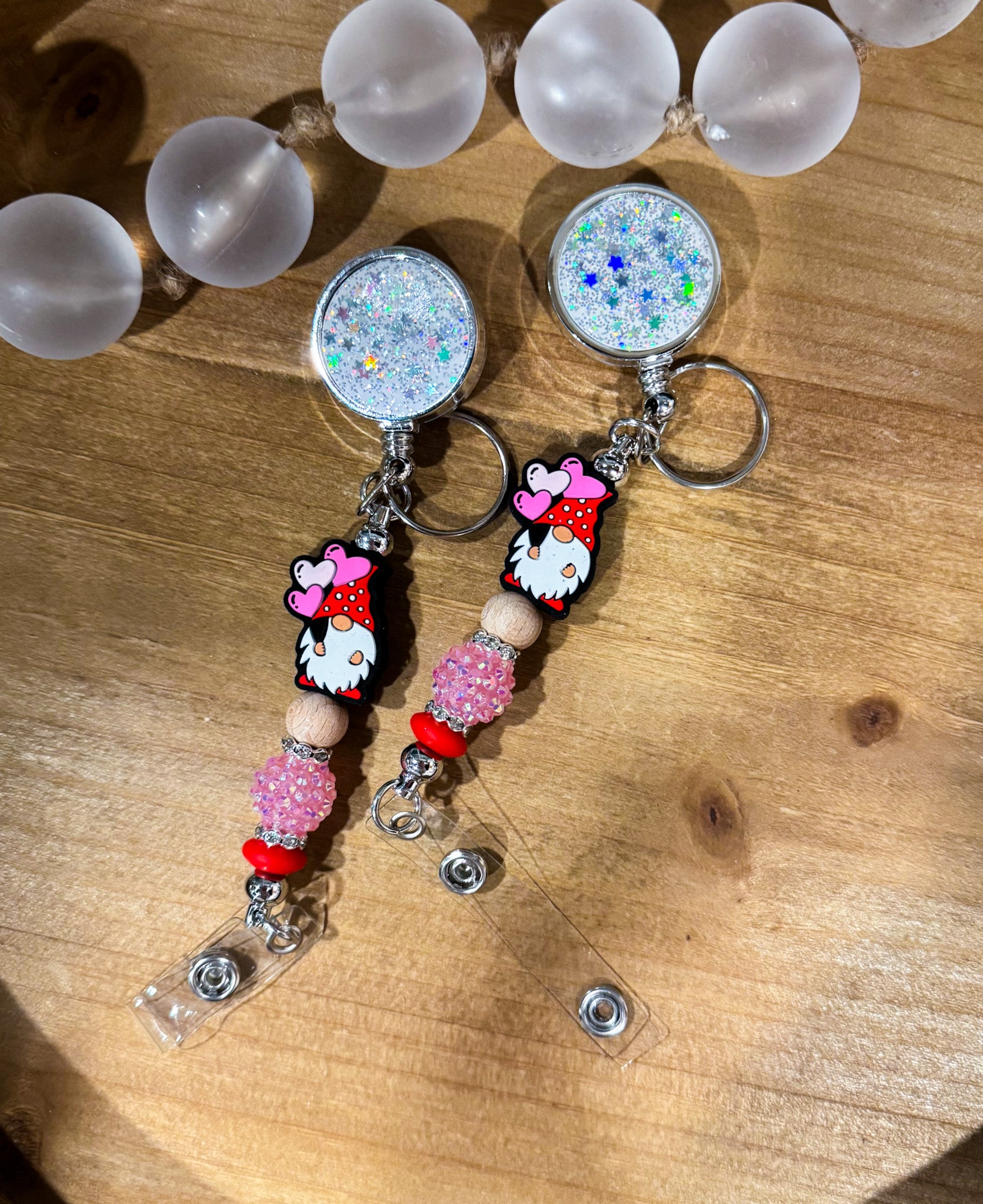 Valentine Balloon Gnome Bar Badge Reel