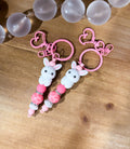 Bunny Kisses Heart Bar Keychain