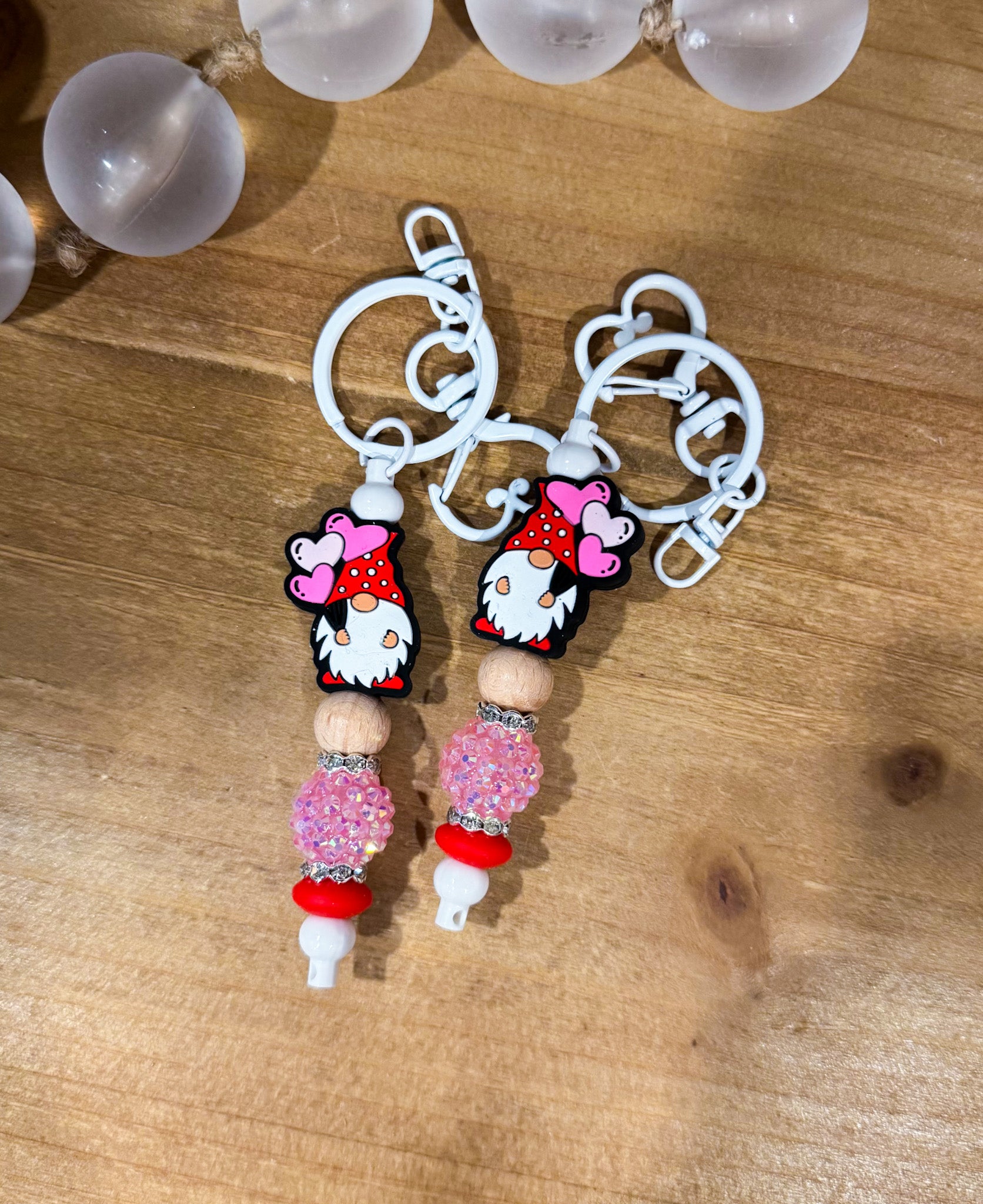 Balloon Gnome Heart Bar Keychain