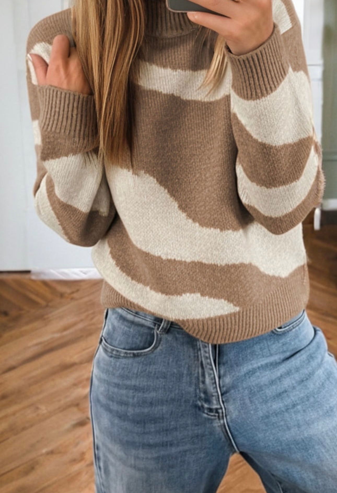 Dark Khaki Zebra Print Sweater