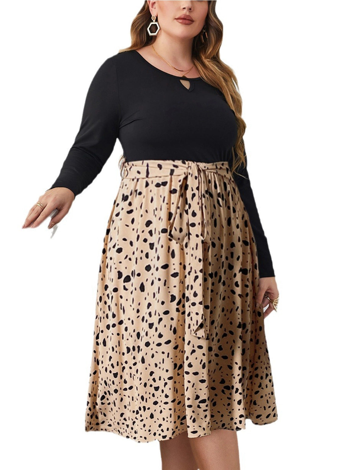 Wave Print Fashionable Loose Dress-PLUS