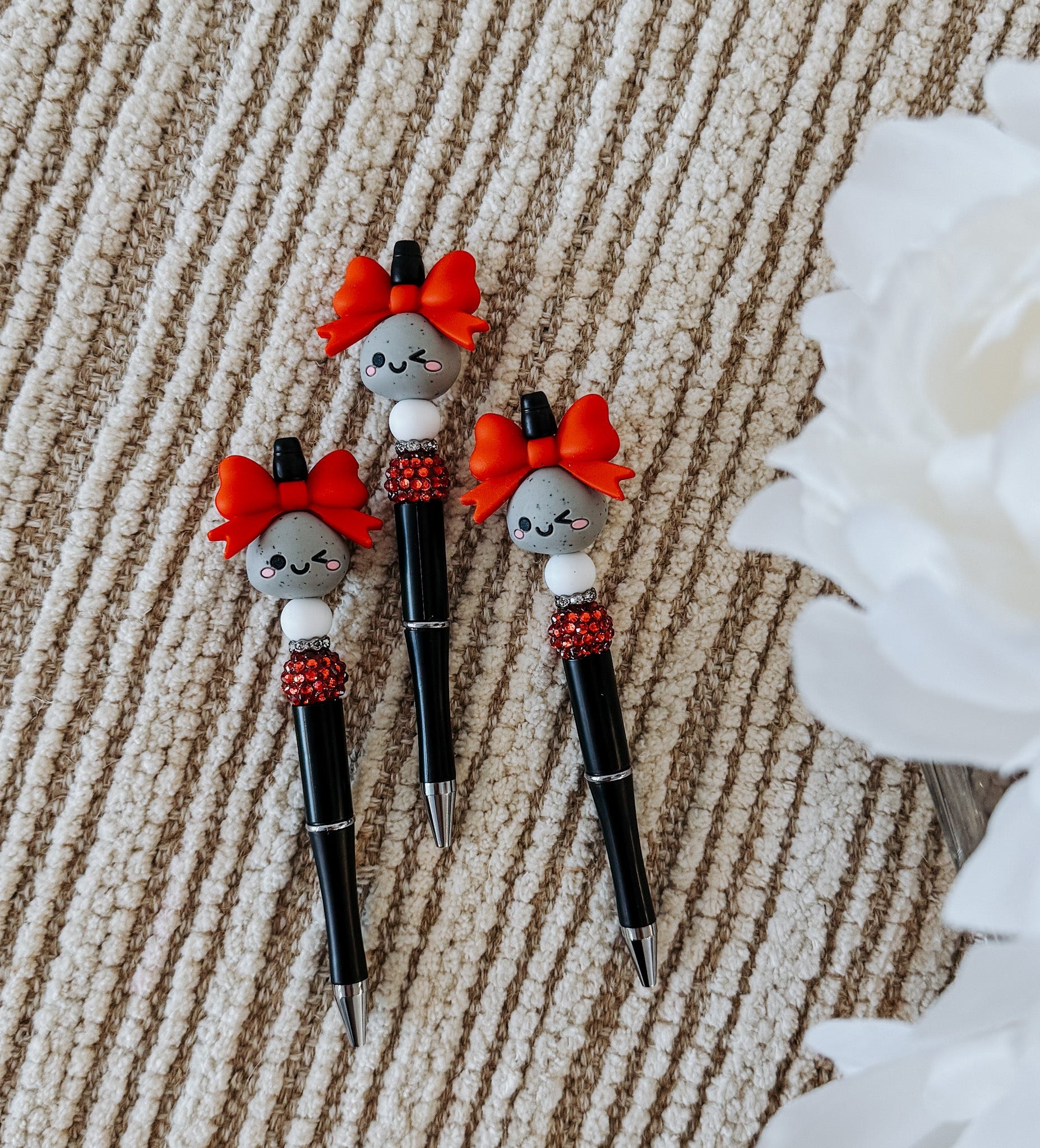 Valentines Rock with Red Bow Refillable Pen