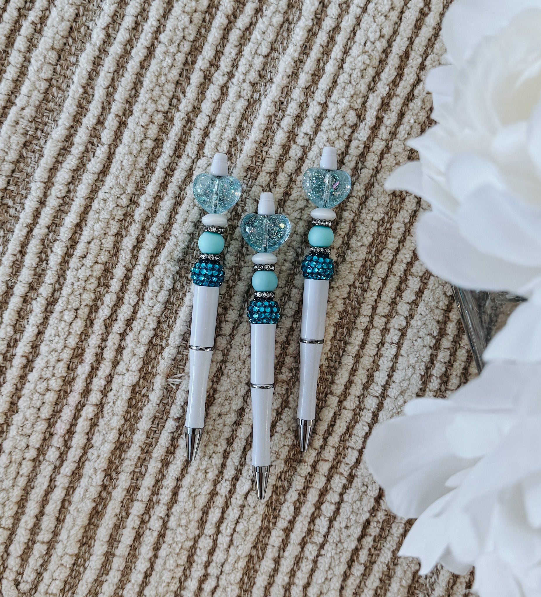 Acrylic Blue Heart Refillable Pen