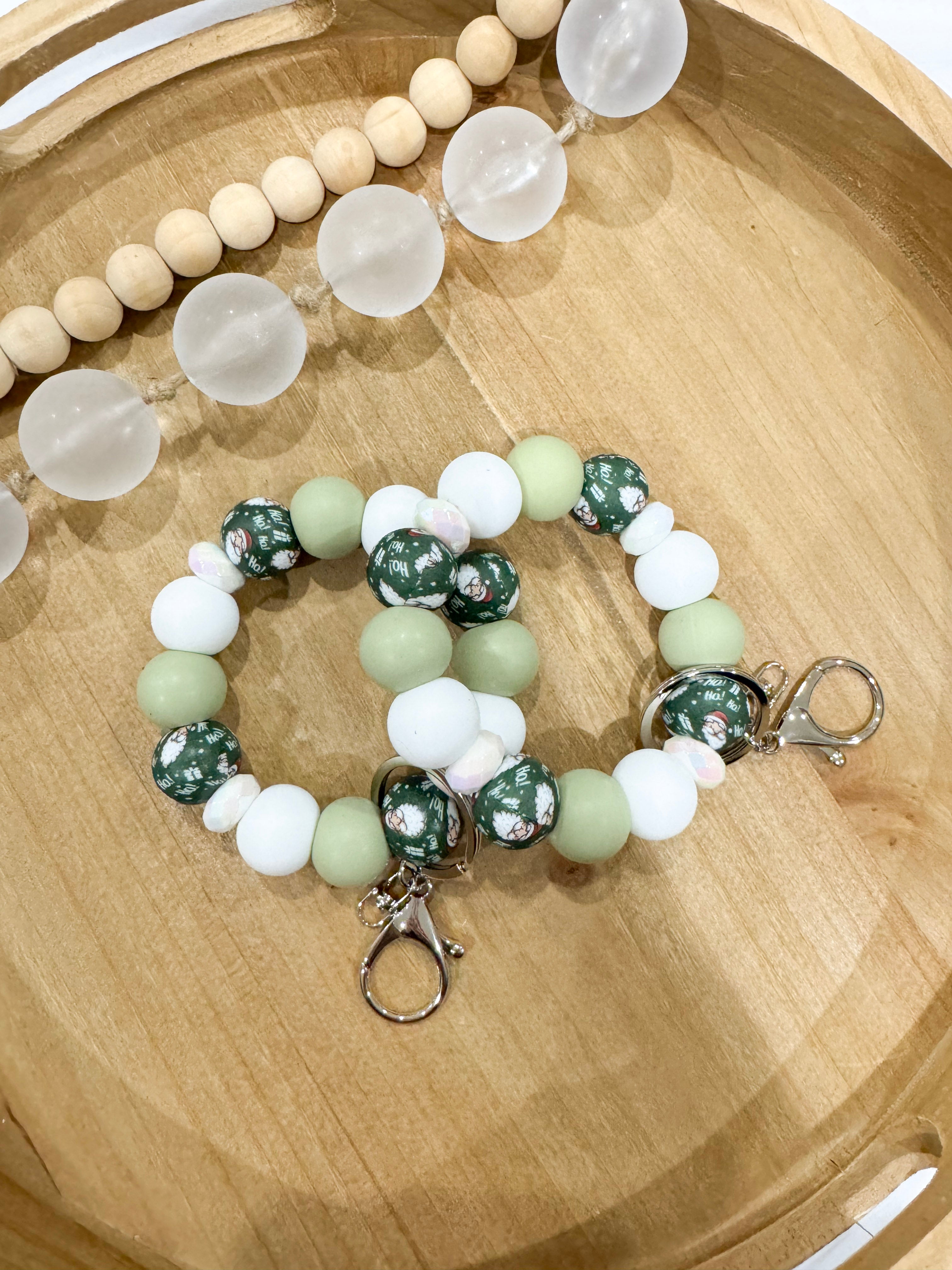 Green Santa Mini Wristlet - FINAL SALE