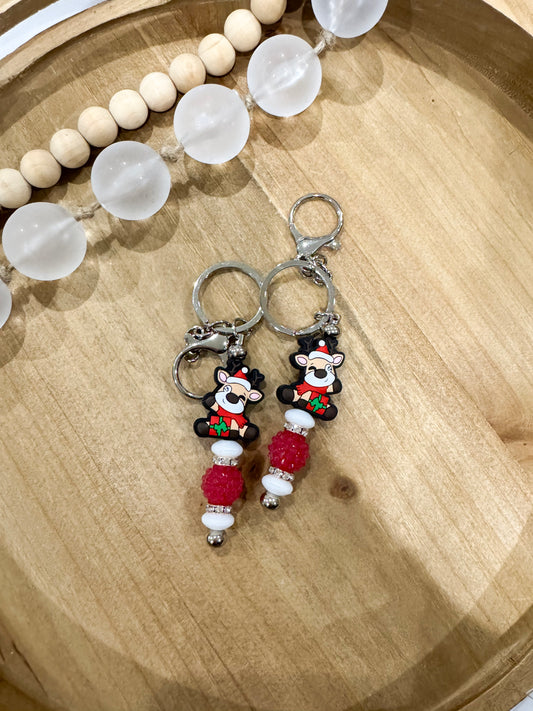 Santa Reindeer Bar Keychain