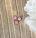 Pink Smiley Round Focal Bead-SINGLE
