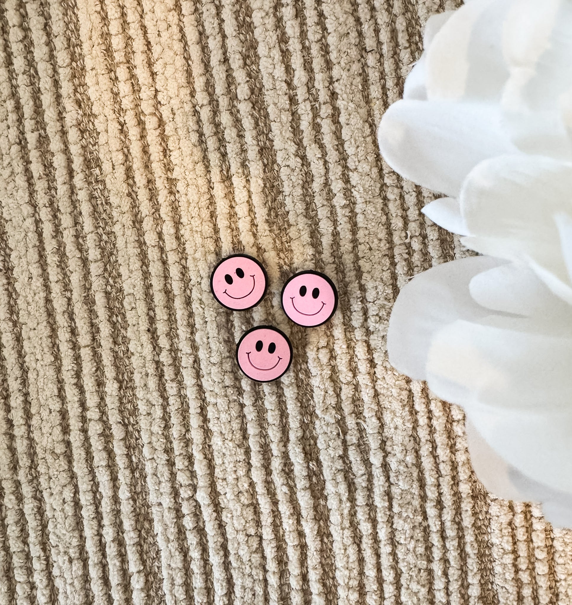Pink Smiley Round Focal Bead-SINGLE